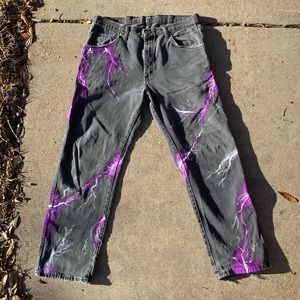 Custom painted lightning black wrangler jeans
